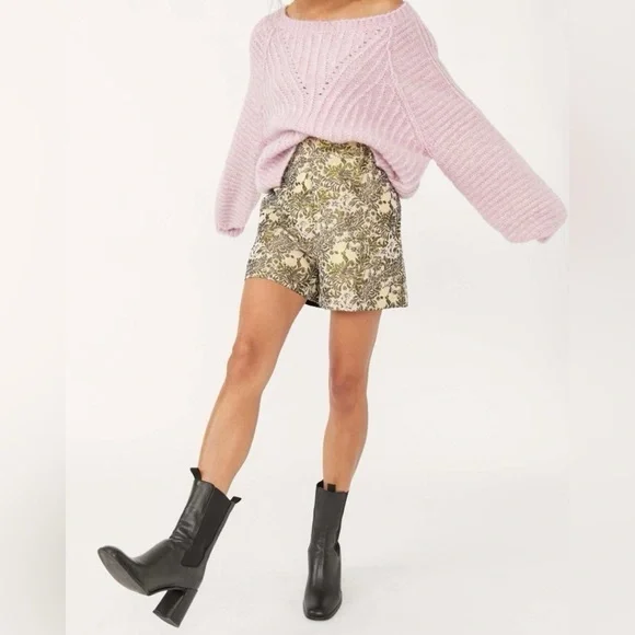 Free People Shine Like a Shorty in Jacquard Gold Combo - Size Medium - Picture 3 of 8